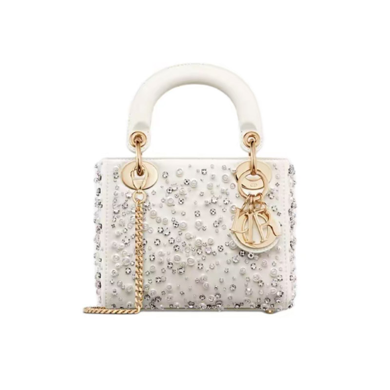 Mini Lady Dior Bag Embroidery Chips Pearly M0505