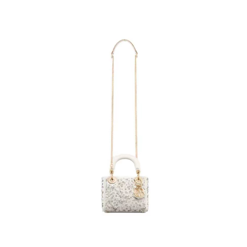 Mini Lady Dior Bag Embroidery Chips Pearly M0505