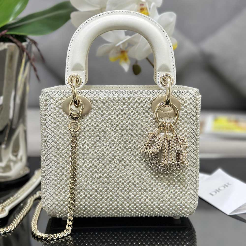 Mini Lady Dior Bag Embroidery Chips Pearly M0505