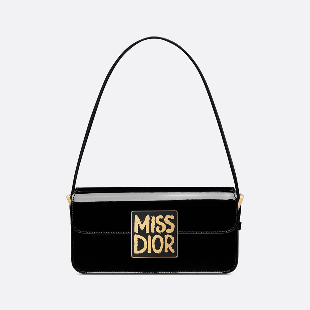 Miss Dior Flap Bag Black Patent Calfskin M2610