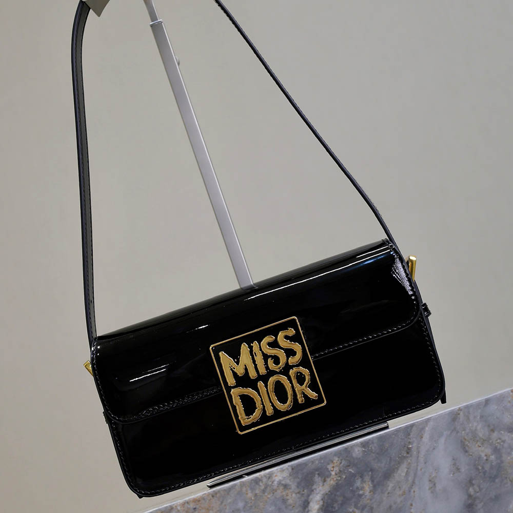 Miss Dior Flap Bag Black Patent Calfskin M2610