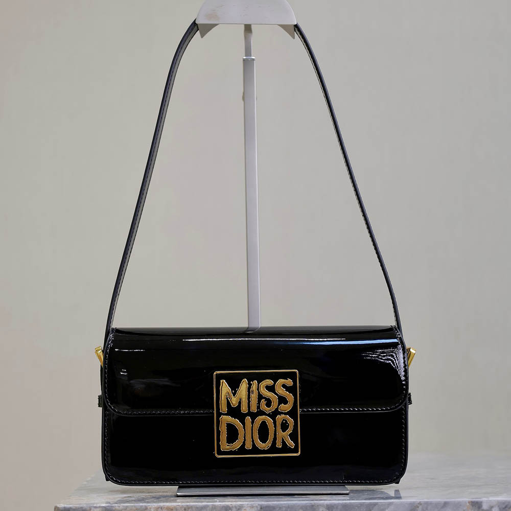 Miss Dior Flap Bag Black Patent Calfskin M2610