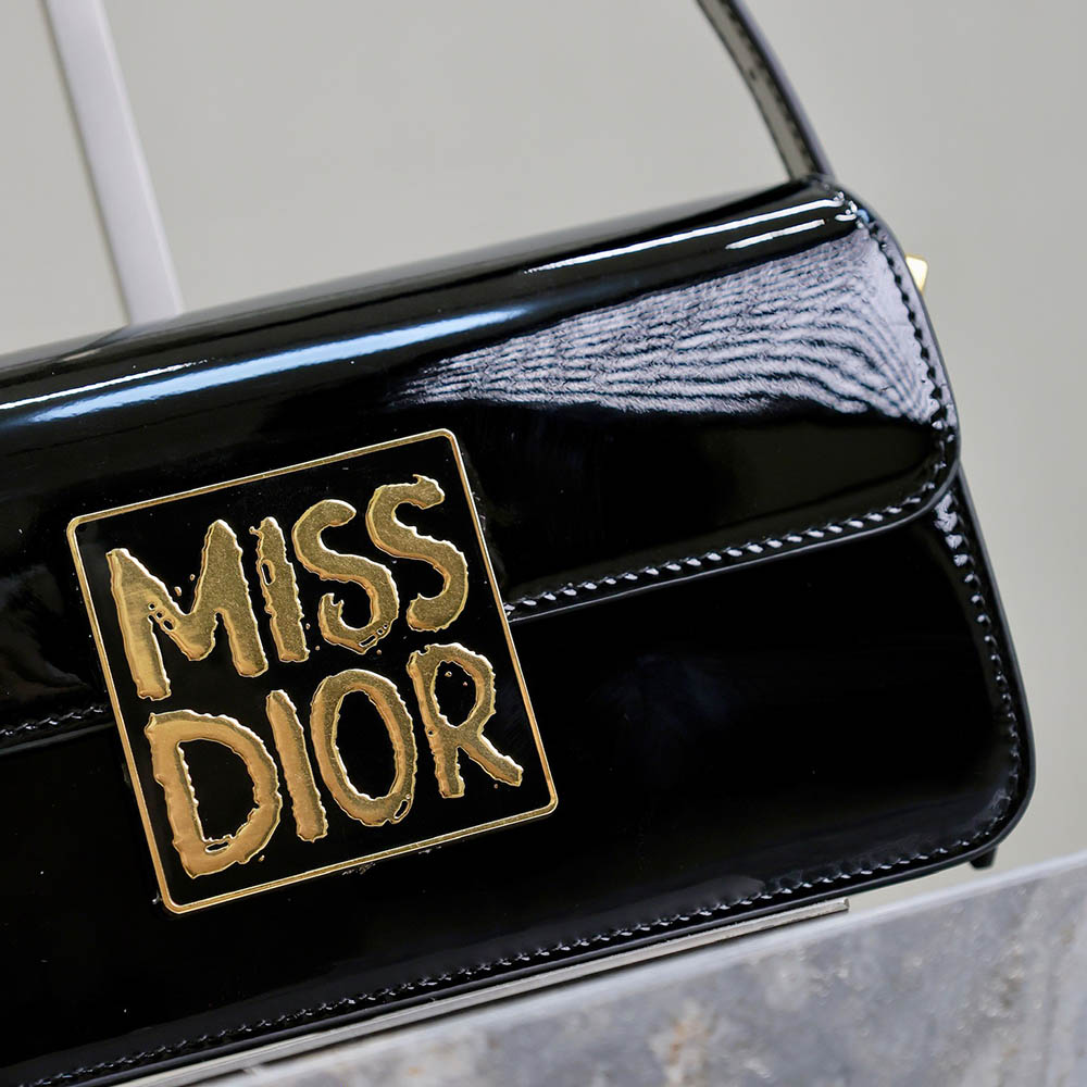 Miss Dior Flap Bag Black Patent Calfskin M2610