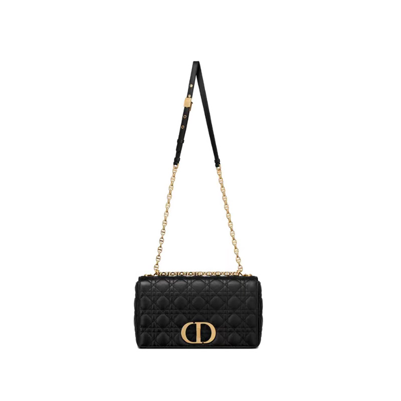 Large Dior Caro Bag Calfskin Golden Buckle M9243