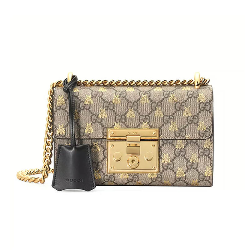 Gucci Padlock Small GG Bees Shoulder Bag 409487