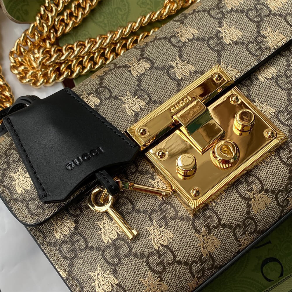 Gucci Padlock Small GG Bees Shoulder Bag 409487