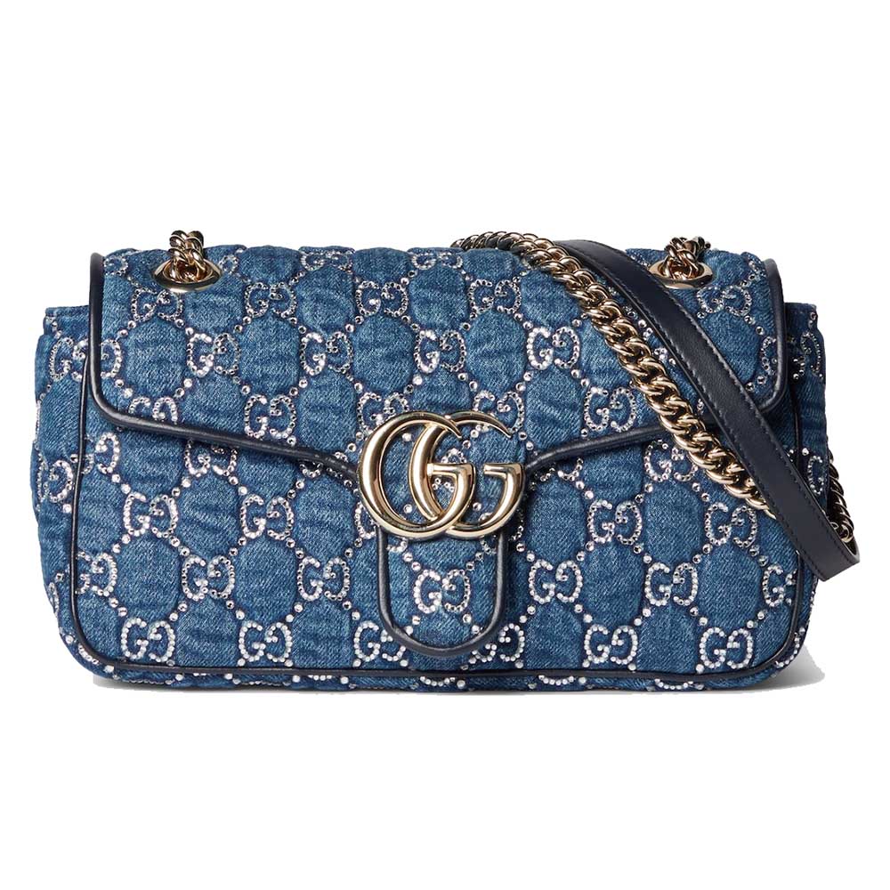 Gucci GG Marmont Small Matelasse Shoulder Bag Diamond denim 443497