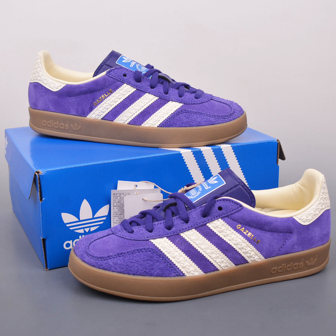 Adidas Originals Gazelle Indoor Sneaker Clover Casual Anti Slip Low Shoes Purple IF1806CF