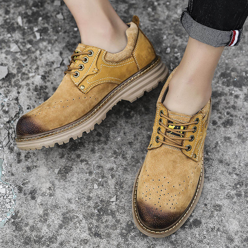 CAT Brogue Leather Shoes Caterpillar Men Daily Casual Comfort Outdoor Street Retro Boots 