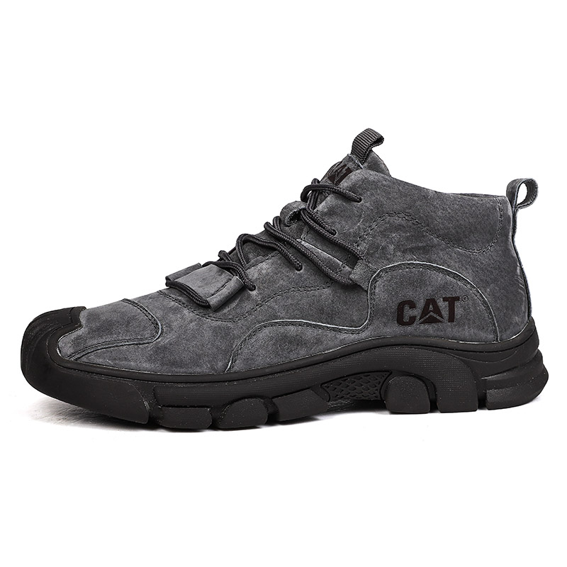 CAT Men's Casual Leather Hiking Suede Shoes Caterpillar Wear-resistant Male Trekking Walking Camping Durable Sneakers