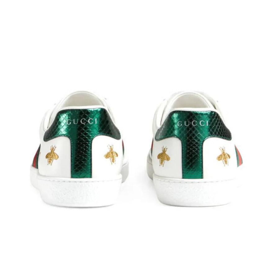 Gucci Ace Leather Sneaker Embroidered Bees And Stars 386750