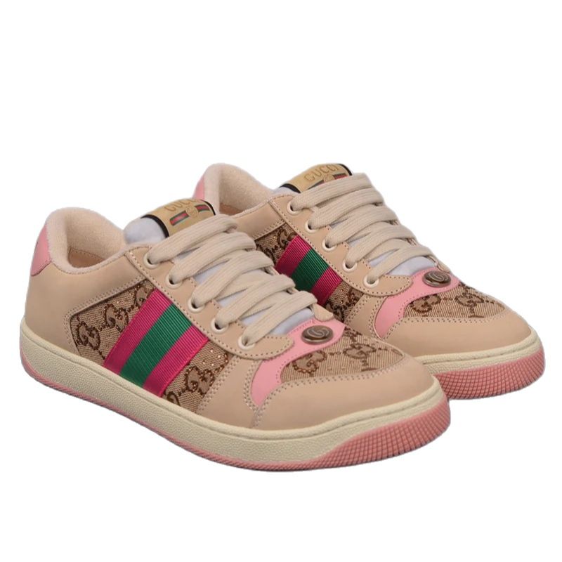 GUCCI Distressed Screener Sneaker Women Classic Prototype Retro Versatile Shoes Academic Style