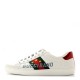 GUCCI Calfskin Web Men Shoe Gucci Band Ace Sneakers 38 White