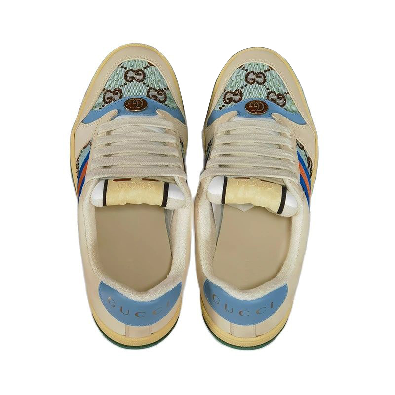 Gucci Distressed Low Sneakers Women and Men Canvas & Leather Dirty Shoe 