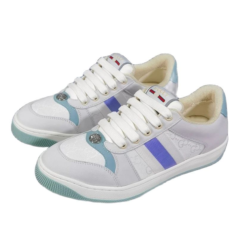 Gucci Distressed Low Sneakers Women and Men Canvas & Leather Dirty Shoe 