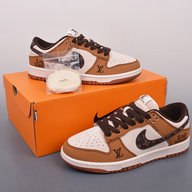 Nike SB Dunk Low Shoes NK LOUIS VUITTON LV Men Sneaker Brown DQ1098 342J