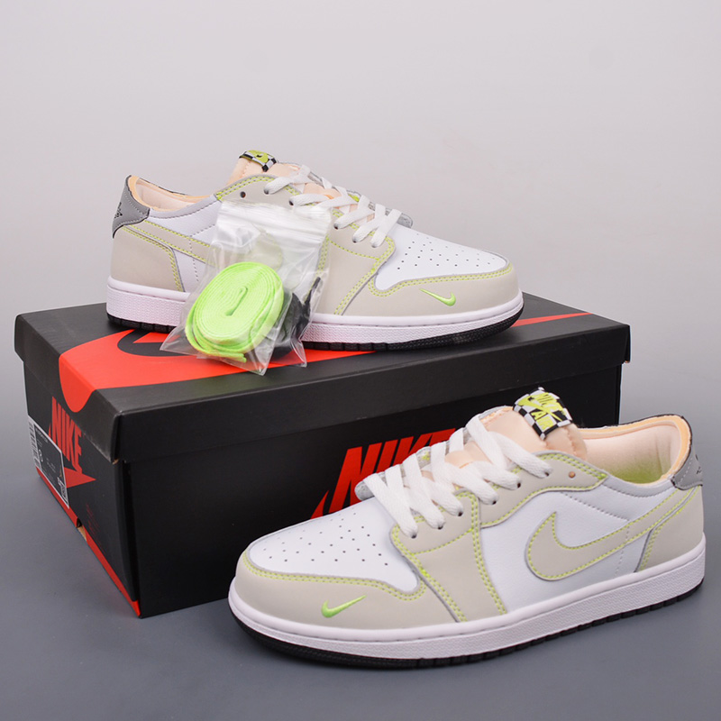 Nike Air Jordan 1 Low Sneakers NK AJ1 Perforated Toe Shoes White Ghost Green DM7837 103B