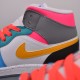 Nike Air Jordan 1 Mid Rainbow Splicing Sneakers Women Men Breathable Shoe FN1190 100B